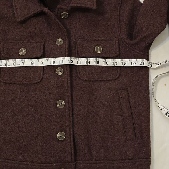 - Joie Wool Blend Cropped Shacket. Size M Wool/Rayon Blend. Mulberry Color. - Picture 6 of 9